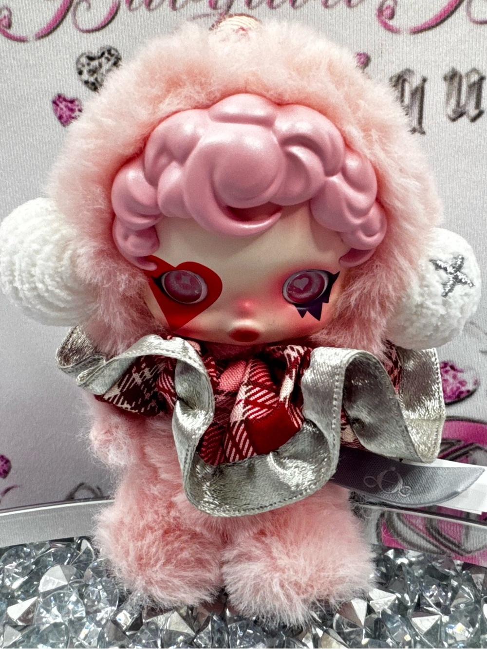 SKULL PANDA POPMART rhapsody Plush Pink Fuzzy Character Accessory charm